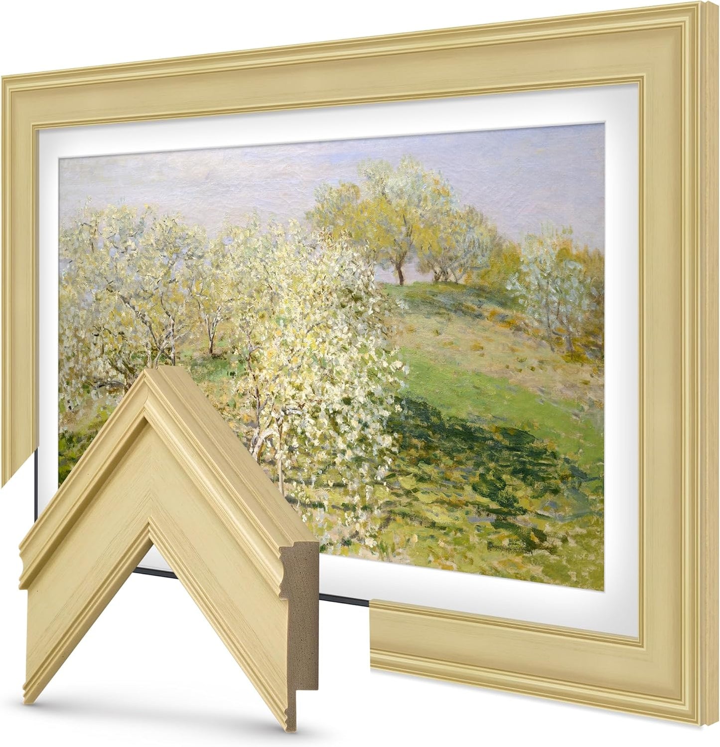 Antique White 55" Premiere Deco TV Frame - Compatible ONLY with Samsung The Frame TVs (Fits 2021-2025, LS03A, LS03B, LS03C, LS03D, LS03FA)