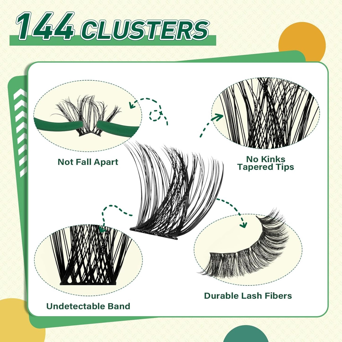 DIY Lash Extension Kit KEYYOU 144pcs Lash Clusters Eyelash Extension Kit with Mascara Brush Bond and Seal Lash Glue Remover Lash Applicators Lash Brush for DIY Lash Extensions (Y01 Kit)