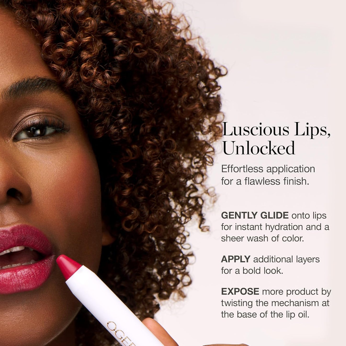 Ogee Tinted Sculpted Lip Oil - Lip Stain Made with 100% Organic Coconut Oil, Jojoba Oil, and Vitamin E - Best as Lip Balm, Lip Color or Lip Treatment - MAGNOLIA