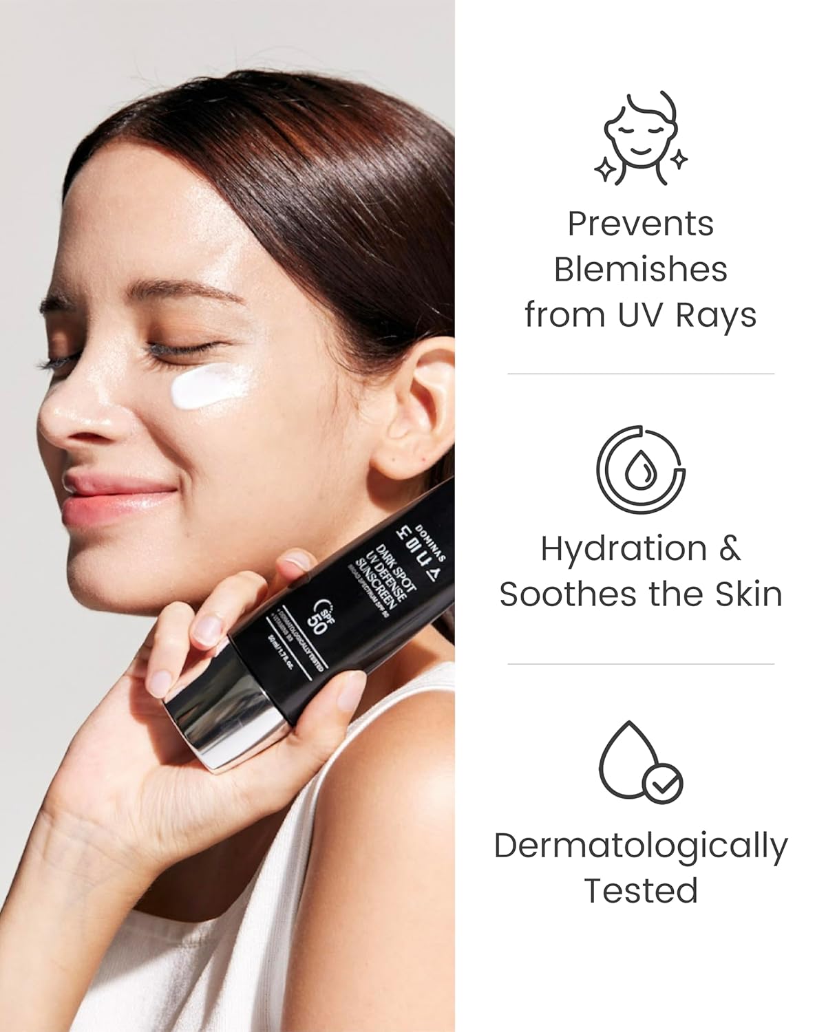 SPF 50 DOMINAS Sunscreen (Pack of 2, 1.7fl oz*2) - Korean Skin Care, UV Defense Sunblock, No White Cast, Non-Greasy, Hydrating, Lightweight Protection for Face & Body, Niacinamide, Sun Cream