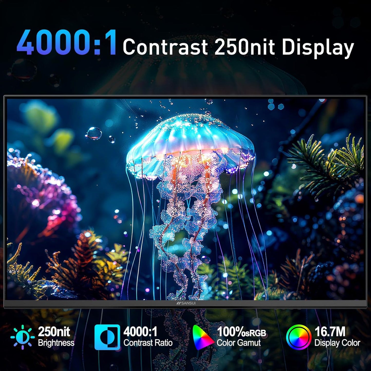 SANSUI 22 Inch 120Hz Monitor, FHD Computer Monitor 4000:1 Contrast Ratio with Adaptive Sync, HDR 100% sRGB, HDMI x 2, VESA Mount, Eye Care for Home/Office (ES-22X3AH, One HDMI Cable Included).