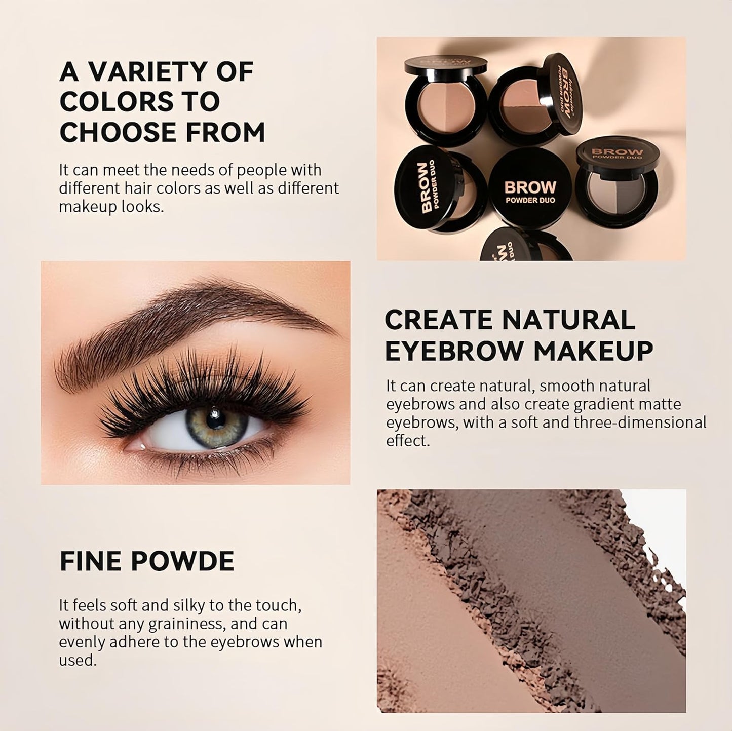 MAEPEOR Brow Powder Duo 6 Colors Natural Smooth Eyebrow Powder Professional Brow Contour Palette for Filler Defined & Sculpt (02 Chocolate)