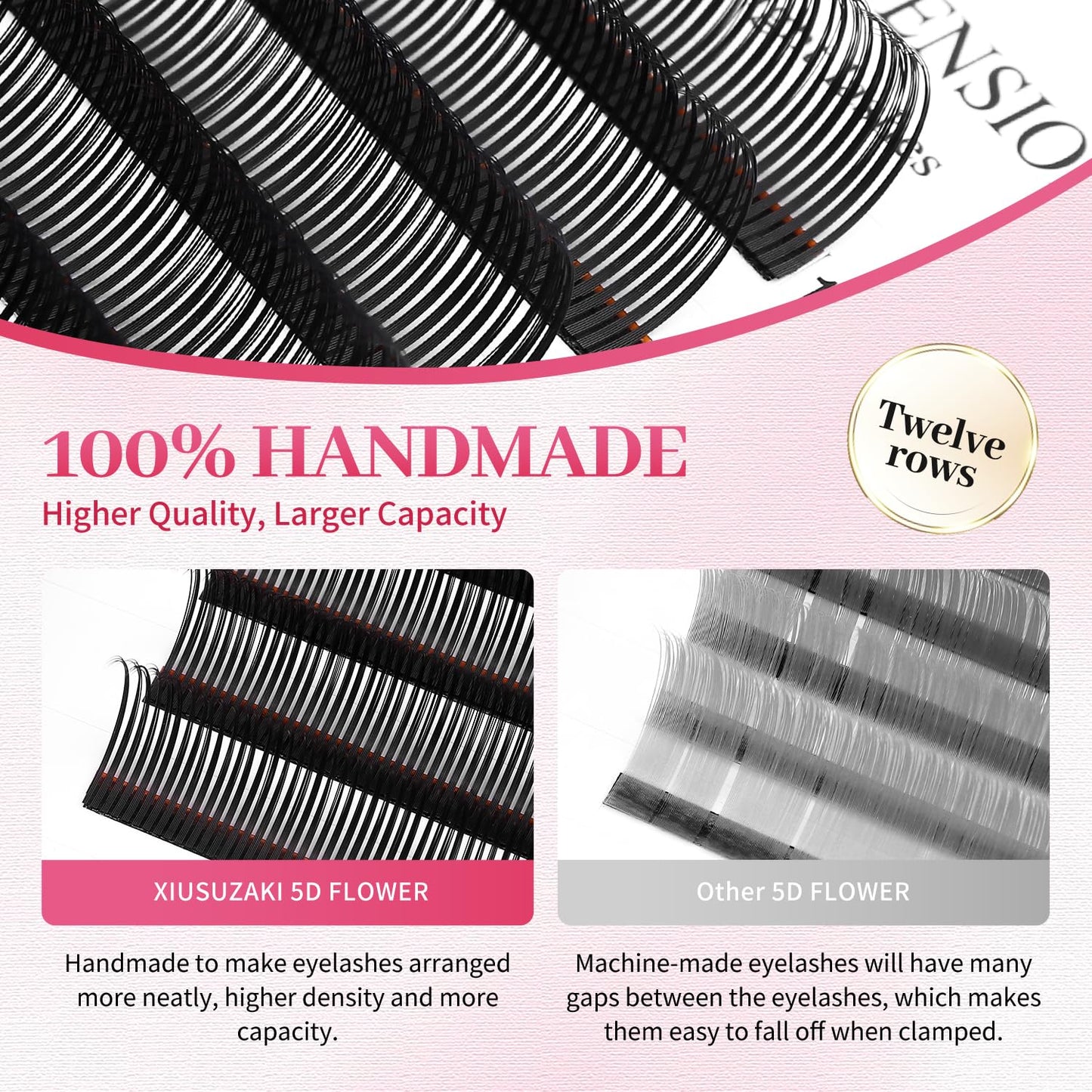 5D Flower Lash Extensions Spikes Lashes 0.07 Matte Black D Curl Lashes 13mm Volume Eyelash Extension Lash Trays Professional Use(5D Flower,0.07-D,13mm)
