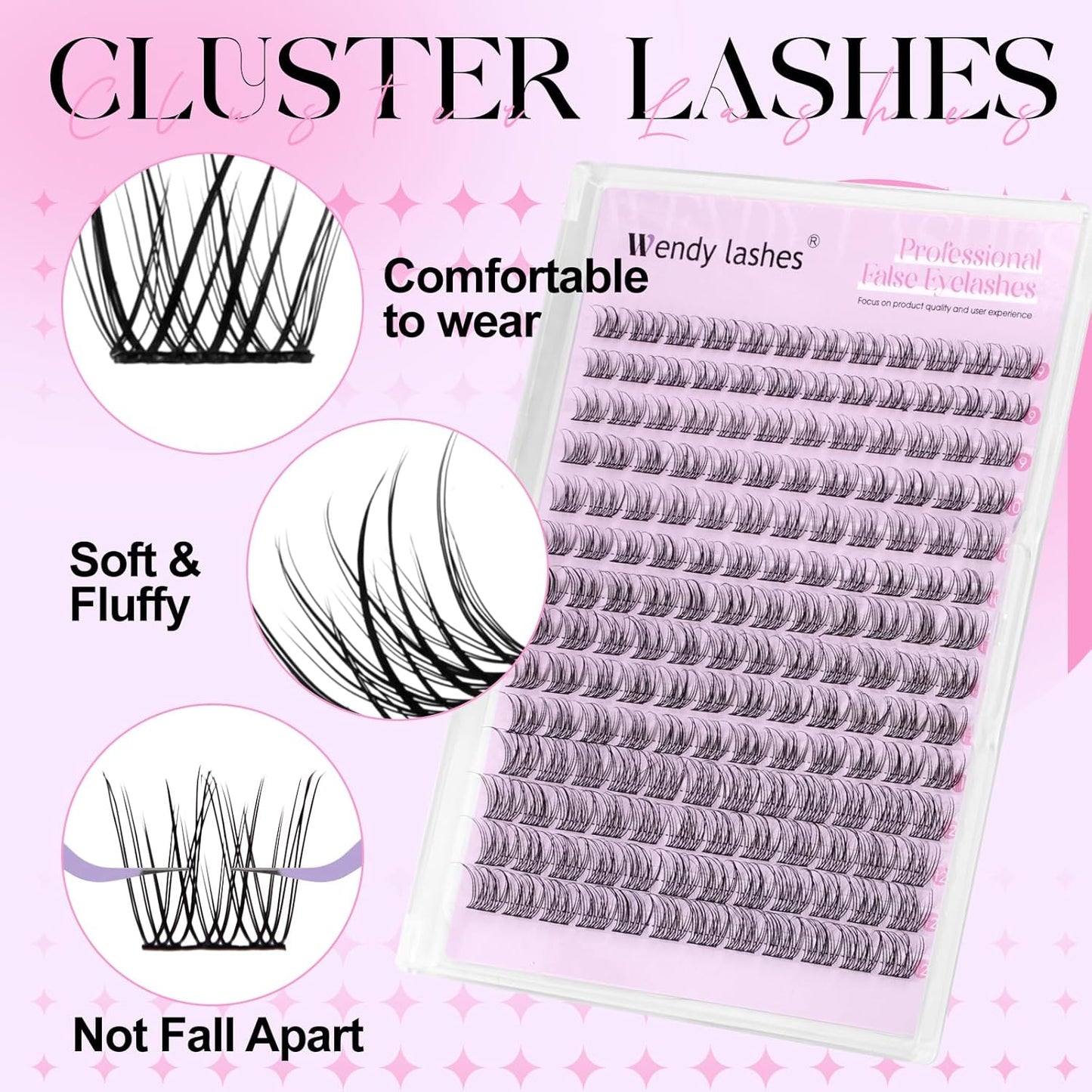 Nature Look DIY Lashes Individual Lashes Matte Black Cluster Eyelash Extensions Cluster Eyelashes,SLYW,9-12mm