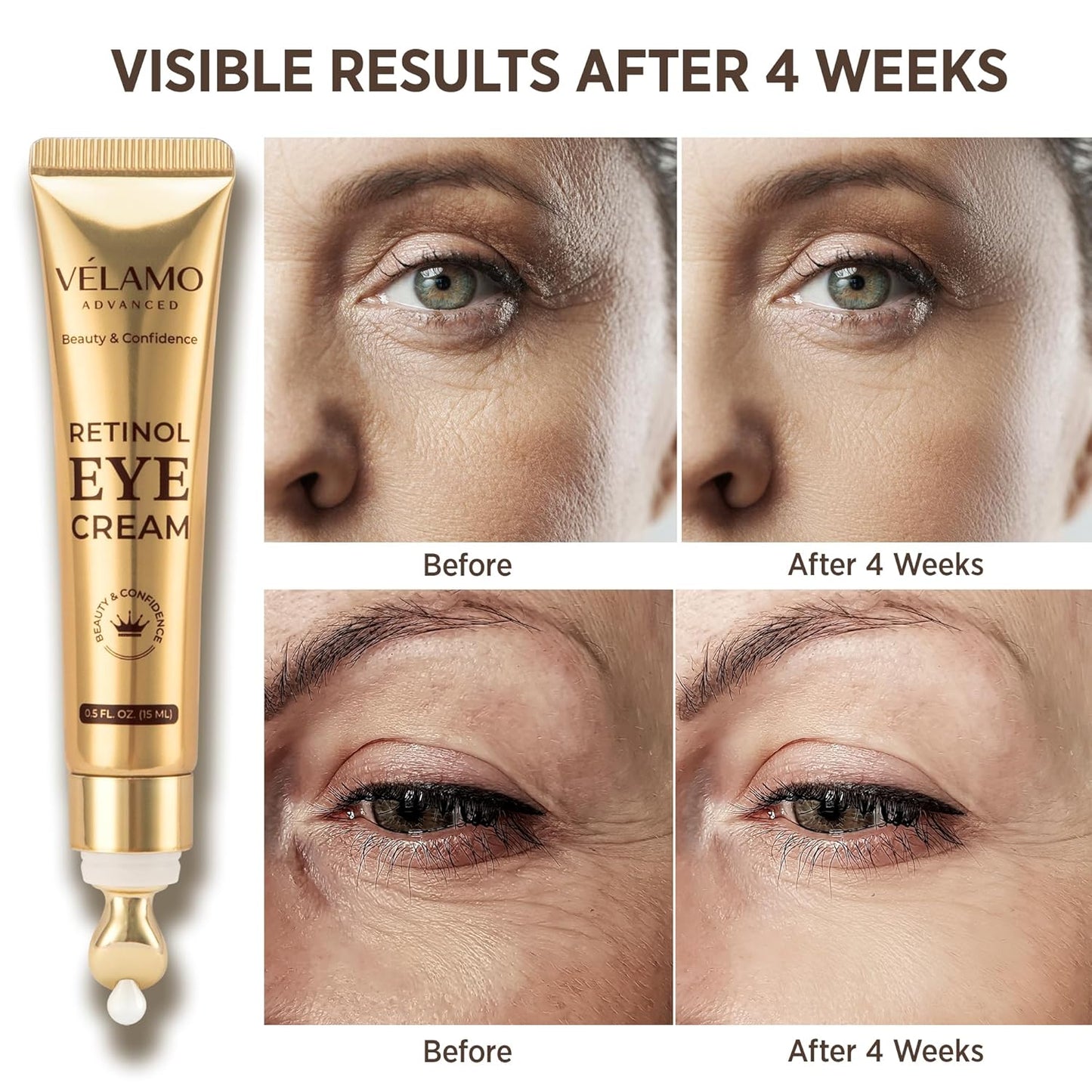 Rapid Reduction Retinol Eye Cream: Under Eye Cream Instantly Reduces Wrinkles Fine Lines Under Eye Bags Puffiness Dark Circles Crow's Feet - Rapid Face Lifting Tightening Firming 1 OZ/15G