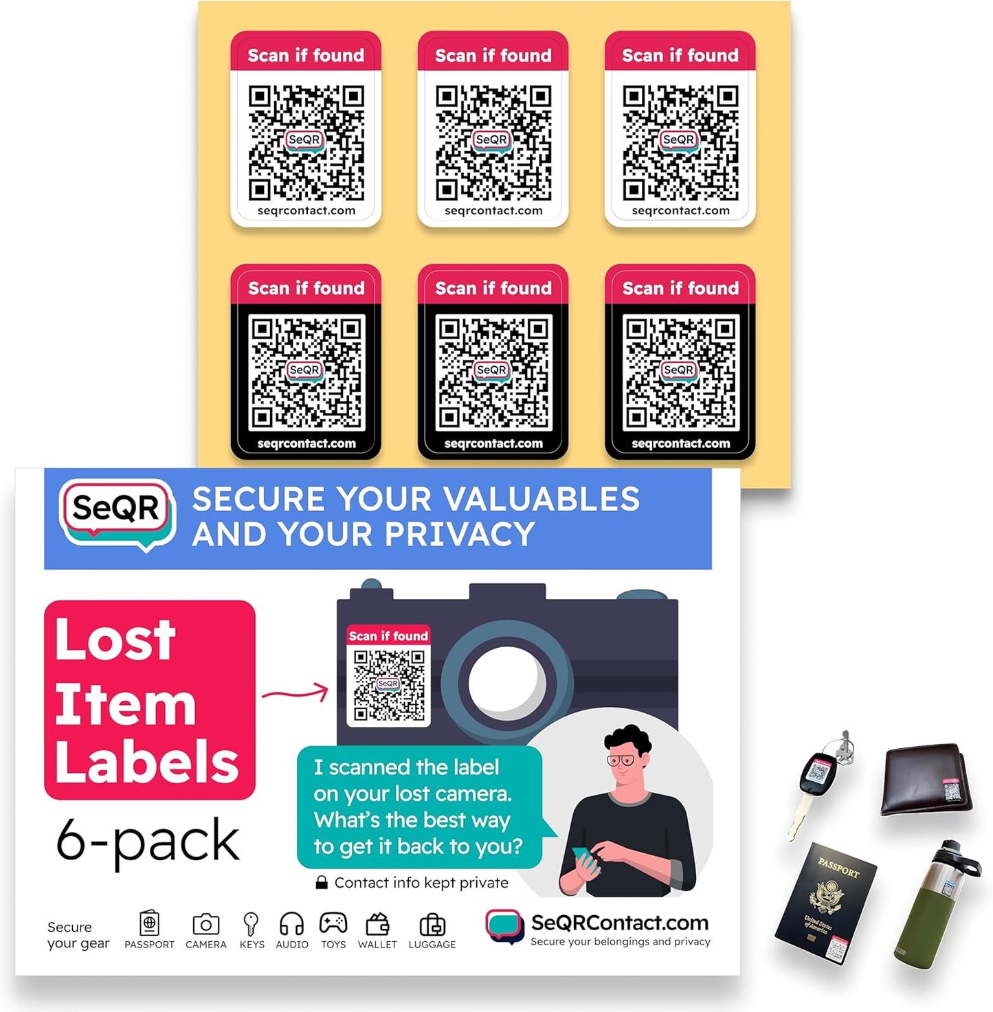 Lost Item QR Code Stickers | Customizable QR Code Labels for Storage, Moving, Recovery