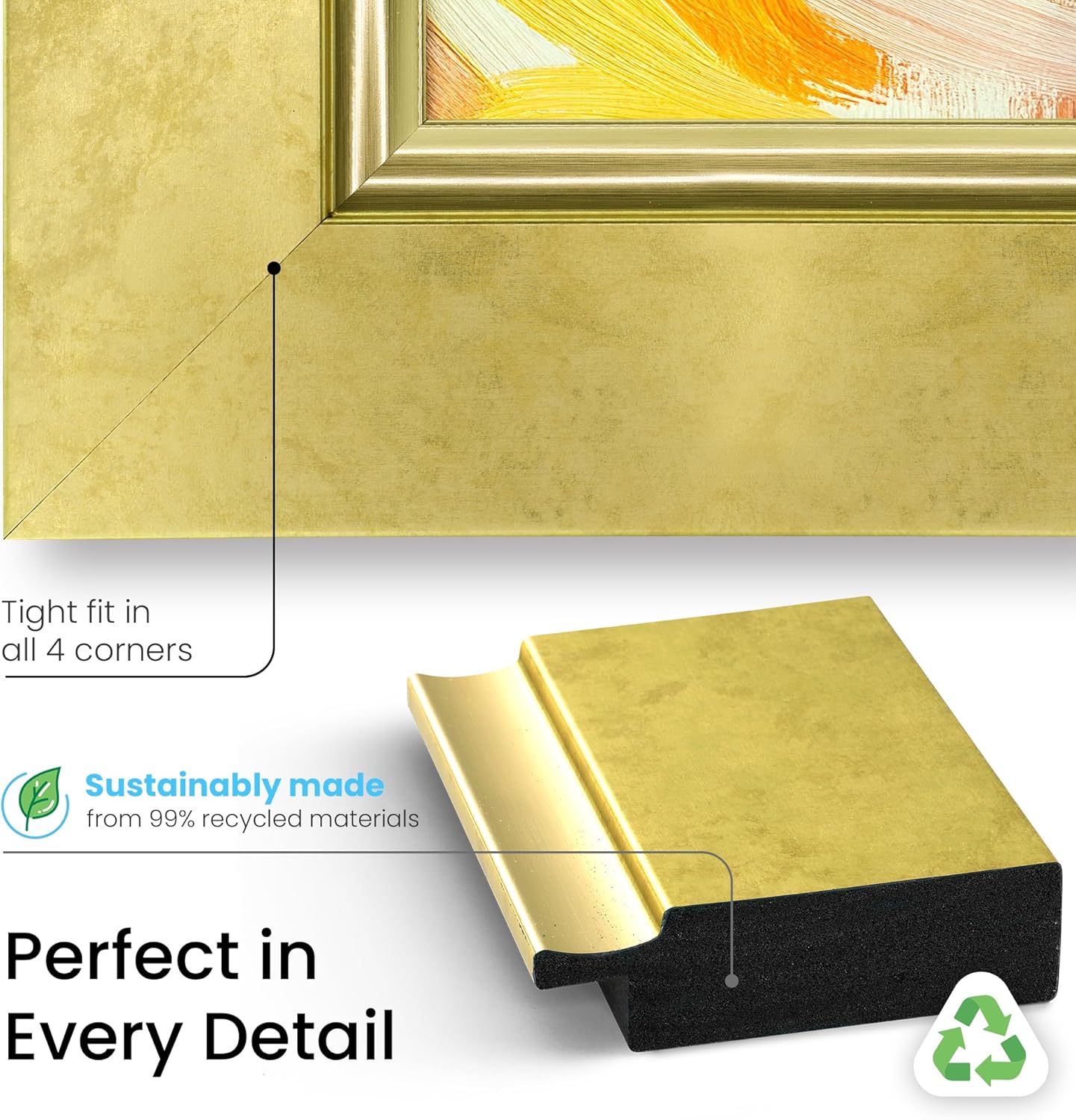 Contemporary Gold 3" Color Chip Premiere Deco TV Frame (32",43",50",55",65",75",85") Compatible ONLY with Samsung The Frame and Pro TVs (Fits 2021-2025, LS03A,LS03B,LS03C,LS03D,LS03FA,LS03FW)