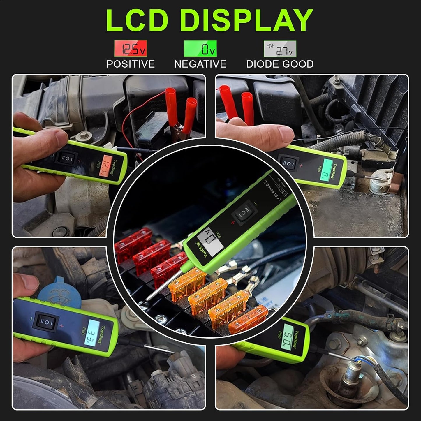 12 Volt Test Light Automotive, Power Circuit Probe Kit, 6V - 24V Car Fuse Tester, Voltage Tester 0.3v-70v, AC DC Outlet Tester, Automotive Short Circuit Finder, P60