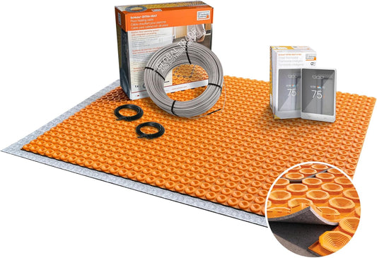 All-in-one Electric Radiant Floor Heating Kit 11 Sq Ft 240V with Smart WiFi Programmable Touchscreen Thermostat, Duo Heating Uncoupling Membrane, Underfloor Heating Cable