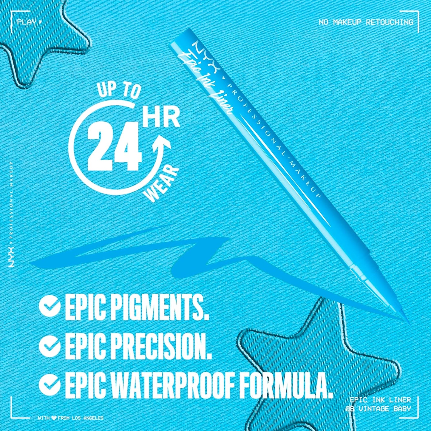 NYX PROFESSIONAL MAKEUP Epic Ink Liner, Waterproof Matte Liquid Eyeliner with Vegan Formula - Vintage Baby (Baby Blue)