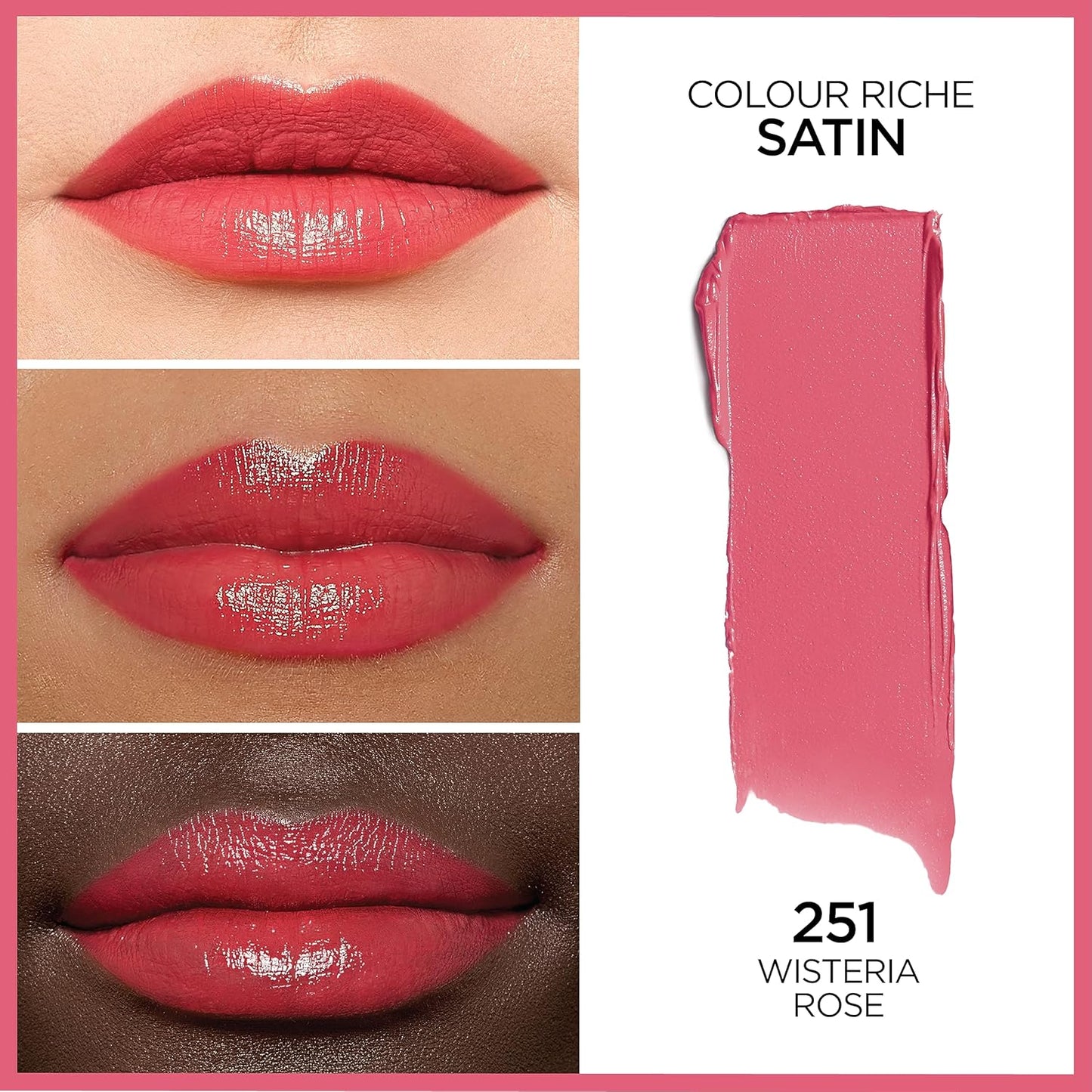 L'Oreal Paris Makeup Colour Riche Original Creamy, Hydrating Satin Lipstick, 251 Wisteria Rose, 1 Count