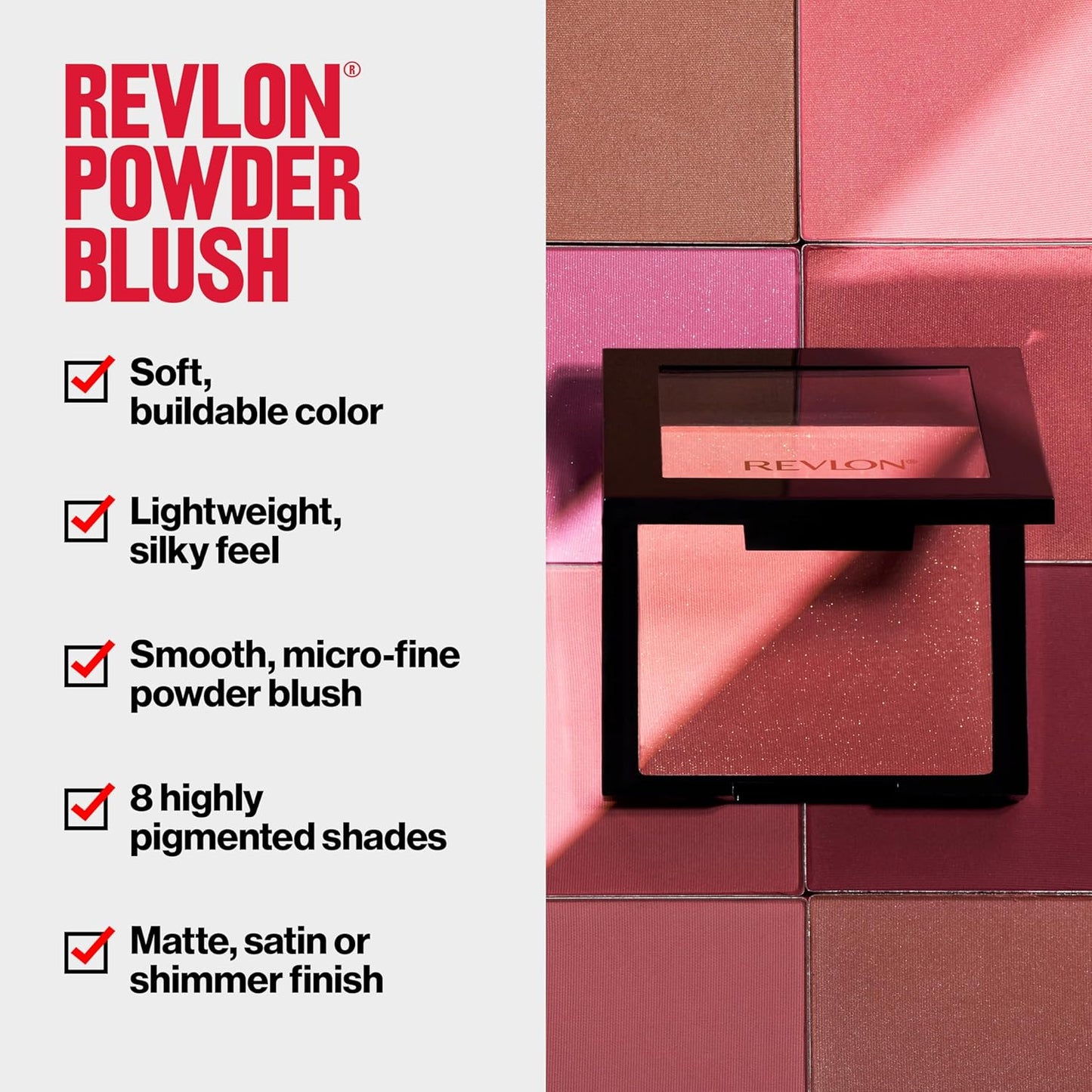 Revlon Blush, Powder Blush Face Makeup, High Impact Buildable Color, Lightweight & Smooth Finish, 004 Rosy Rendezvous, 0.17 oz