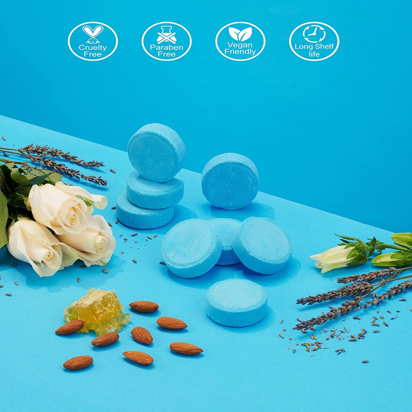 Shower Steamers Aromatherapy, 8 Essential Oil Bath Bombs for Your Shower, Natural Shower Tablets in Ocean Bliss, Honey Almond, Lavender & White Rose Jasmin, Birthday, Unique Gifts for Women