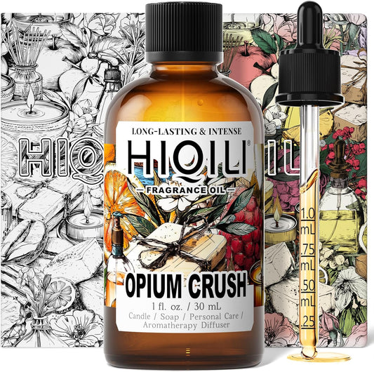 HIQILI Opium Crush Fragrance Oil for Candle, Soap Making, Floral Scent, Essential Oil Diffuser Use, Hair Care - 1 Fl Oz