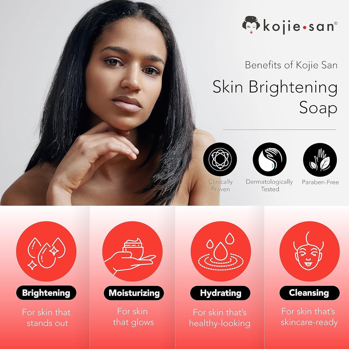 Kojie San Skin Brightening Brush Set - Original Kojic Acid Soap That Helps Reduces Dark Spots & Other Types of Skin Damage – 65g x 6 Bars and Relumins Deep Pore Facial Cleansing Brush