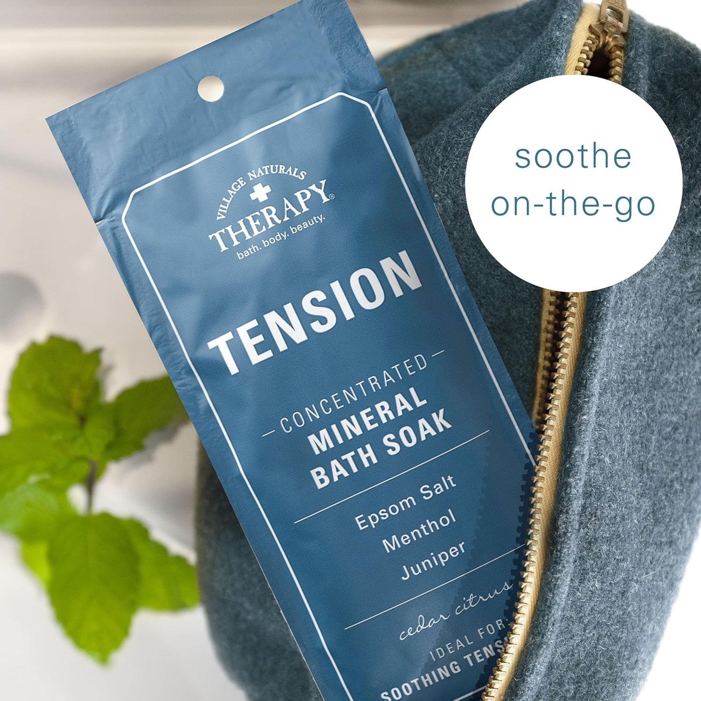 Village Naturals Therapy Tension Concentrated Mineral Bath Soak, Cedar Citrus Scent, 2 Oz, Pack of 12
